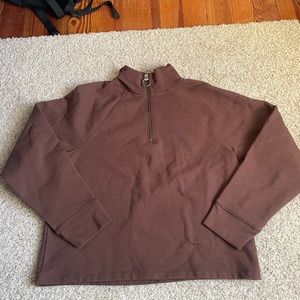 Madewell Brown Quarter Zip Sweater